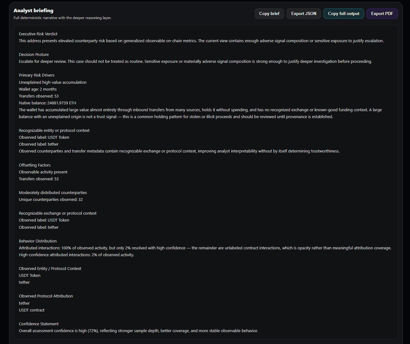 CredScore written analyst briefing for the second Drift wallet, explaining the escalation in plain language